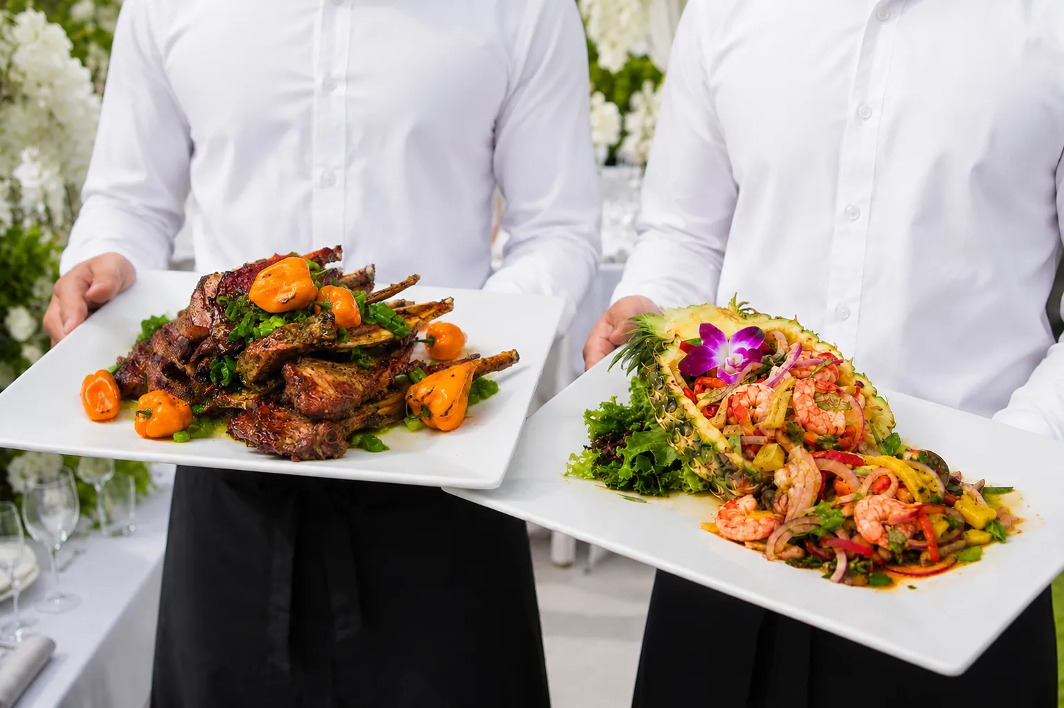 Large catered event banquet setup